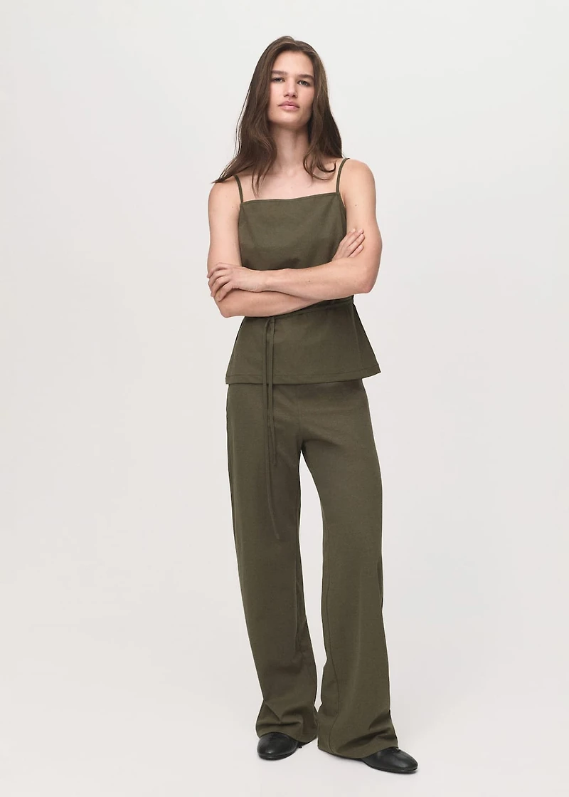 Cotton top with waist tie