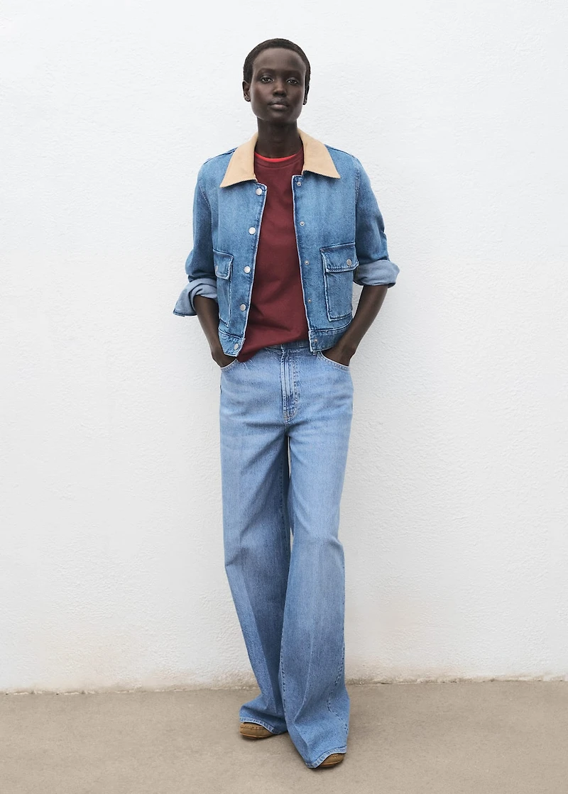 Corduroy collar denim jacket