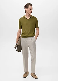 Cotton polo shirt with microstructure