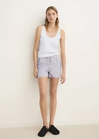 Two-piece striped seersucker pajama shorts
