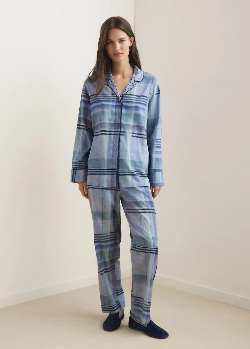 Printed pajama pants with piping