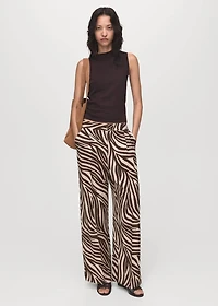 Straight-leg zebra-print pleated pants
