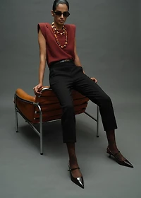Ruched blouse with shoulder pads