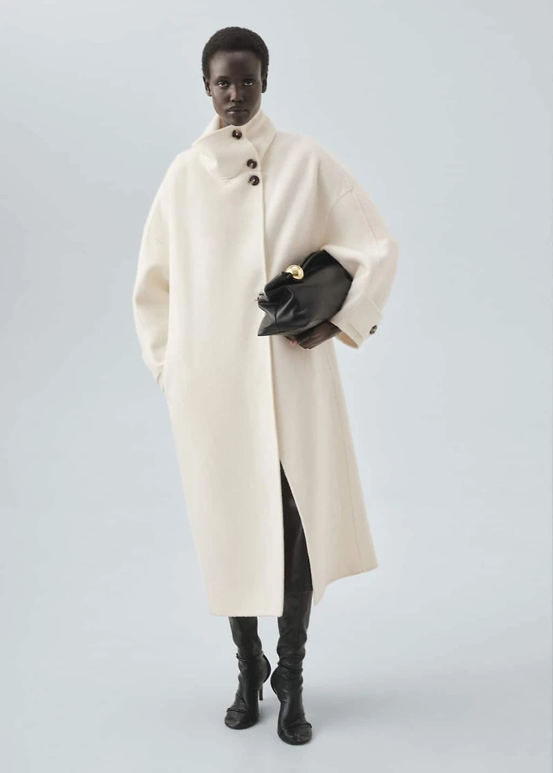 Wool funnel neck coat
