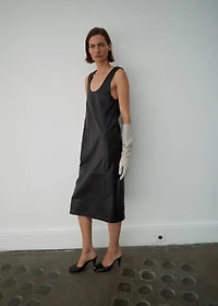 Leather midi-dress