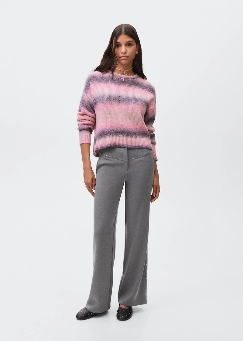 Low-waist studded pants