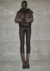 Leather-effect roll-neck jacket