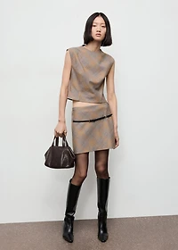 Belt checked skirt