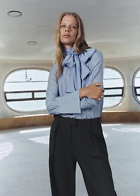 Check pleated pants