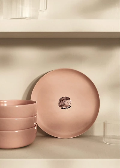 Stoneware dessert plate with plain design