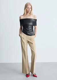 Leather-effect top with open shoulders