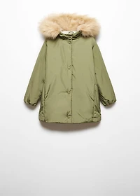 Anorak with shearling-effect hood