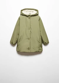 Anorak with shearling-effect hood