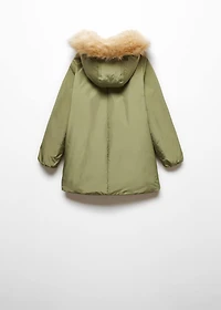 Anorak with shearling-effect hood
