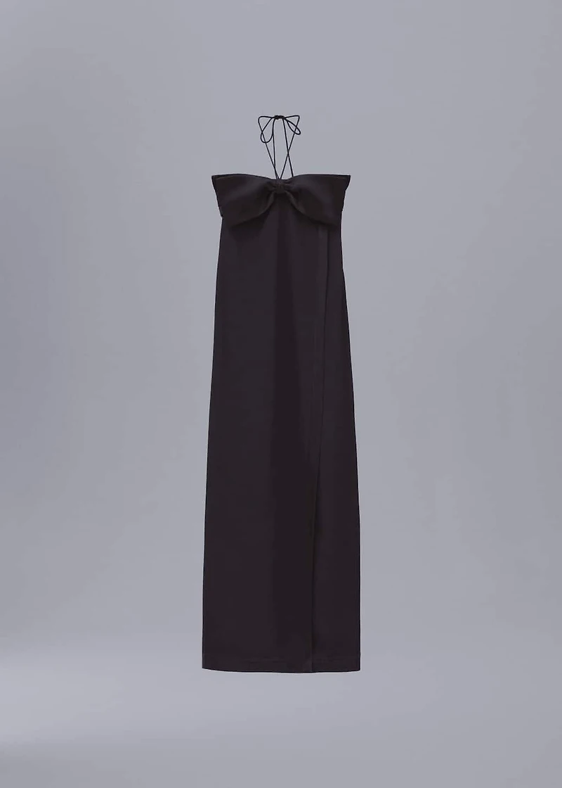 Crossed dress with bow neckline