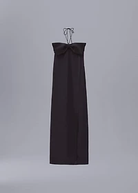 Crossed dress with bow neckline