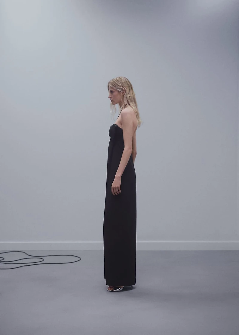 Crossed dress with bow neckline
