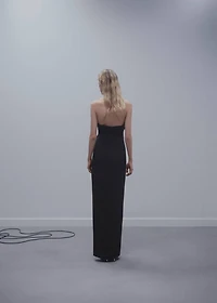 Crossed dress with bow neckline