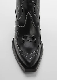 Leather cowboy ankle boots with seams