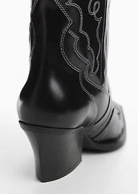 Leather cowboy ankle boots with seams