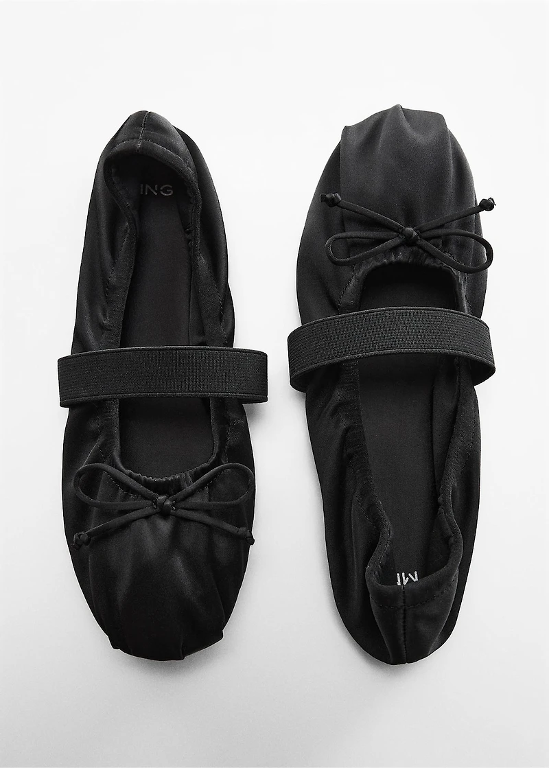 Elastic satin ballet flats