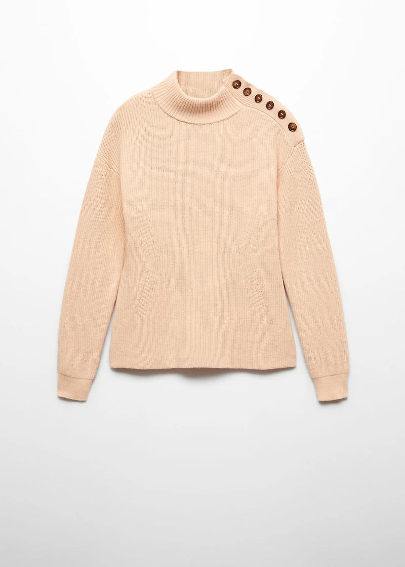 Shouder buttons ribbed sweater