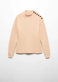 Shouder buttons ribbed sweater