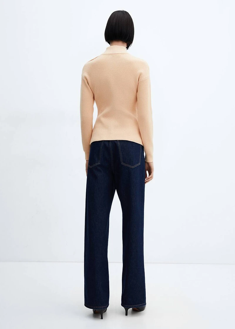 Shouder buttons ribbed sweater