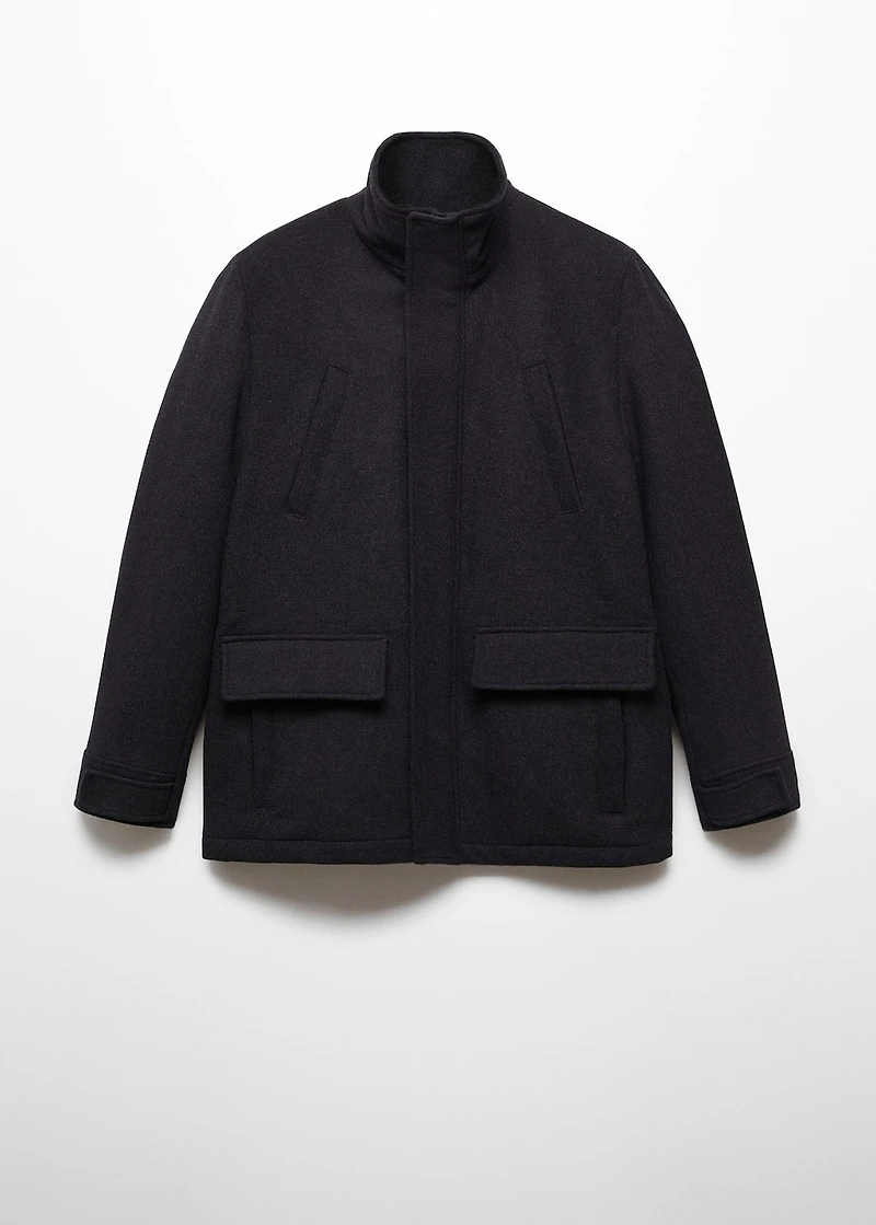 Short wool coat with pockets