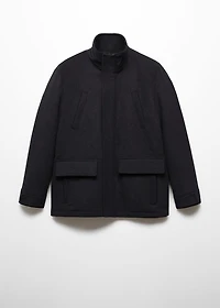 Short wool coat with pockets
