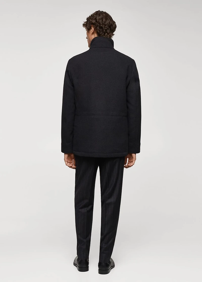 Short wool coat with pockets