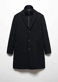 Wool coat with detachable collar