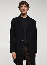 Wool coat with detachable collar