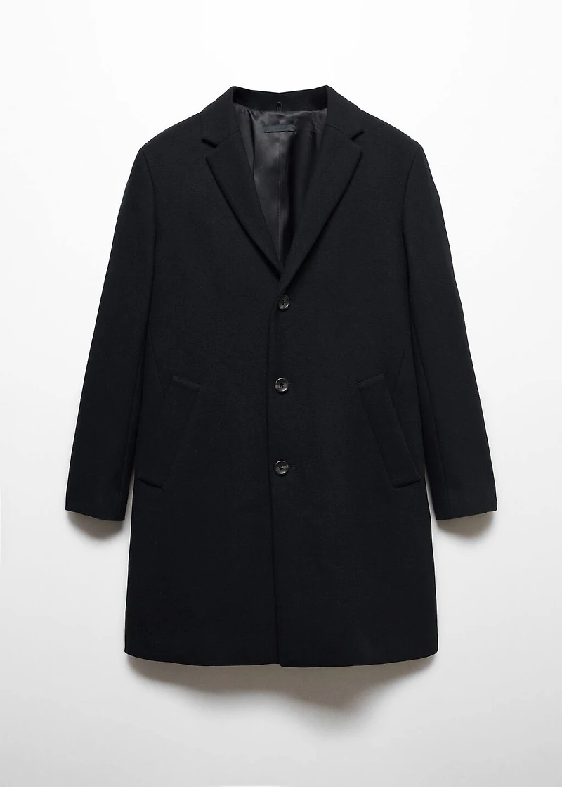 Wool coat with detachable collar