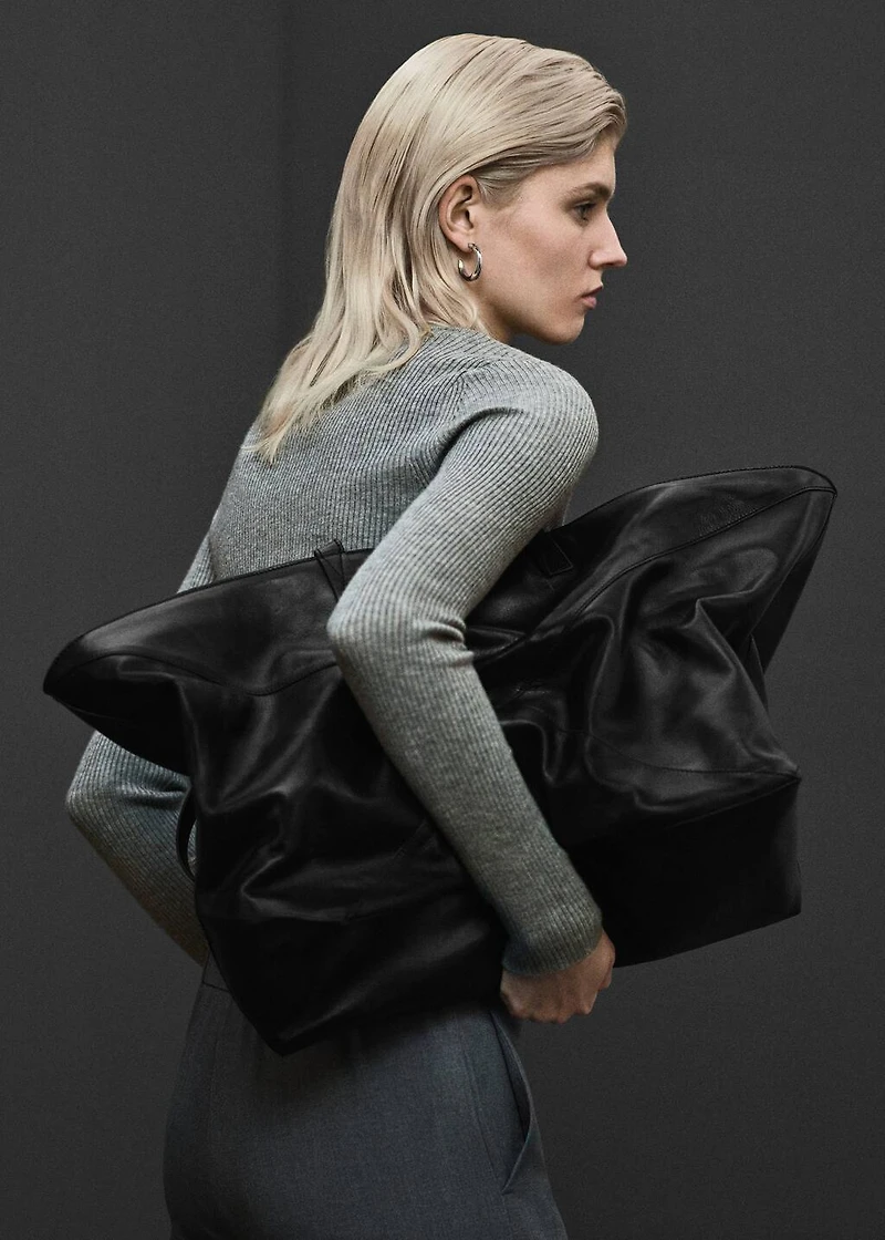 Leather shopper bag