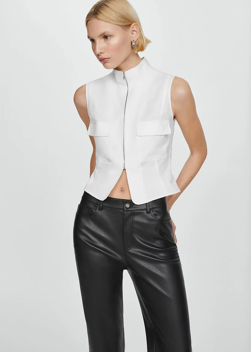 Leather-effect straight pants