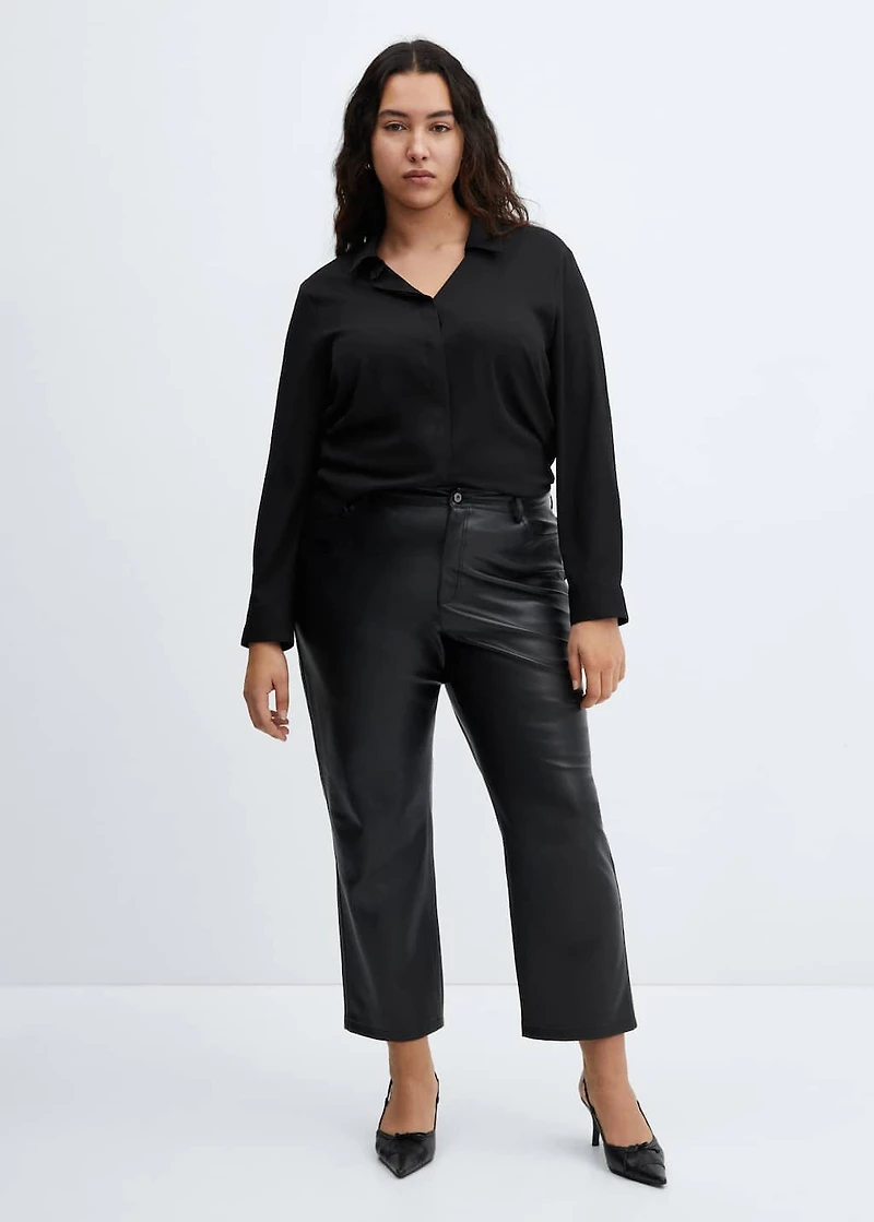 Leather-effect straight pants