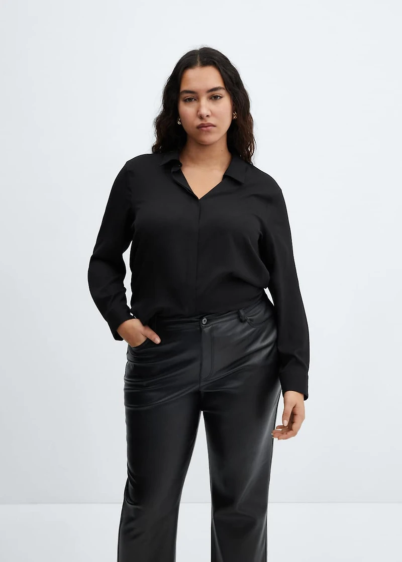 Leather-effect straight pants
