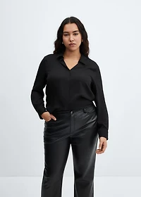 Leather-effect straight pants