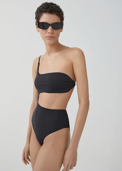 Swimsuit with asymmetrical opening