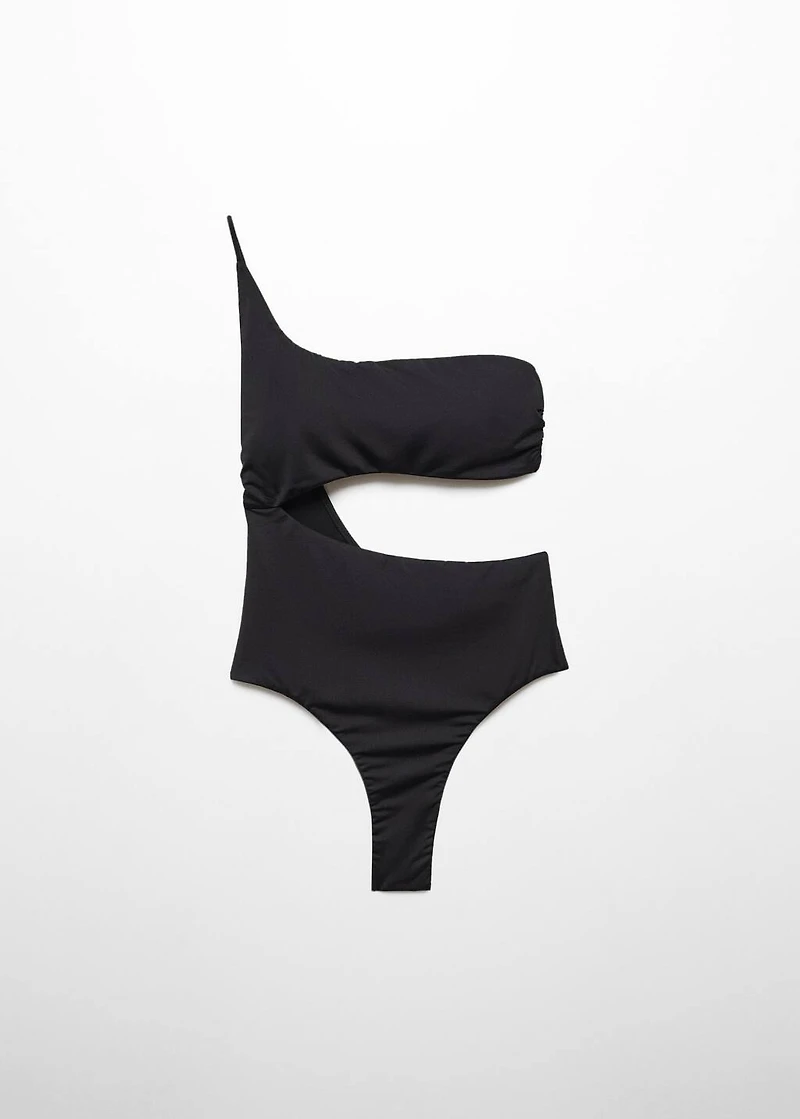 Swimsuit with asymmetrical opening