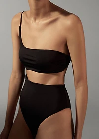 Swimsuit with asymmetrical opening