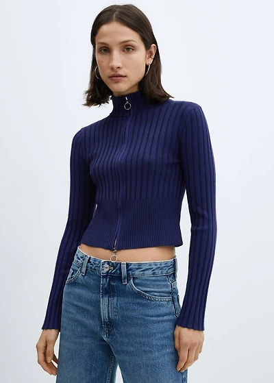 Zipper crop cardigan