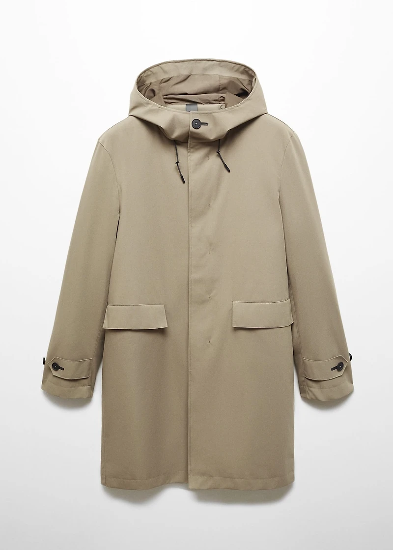 Water-repellent hooded barn jacket