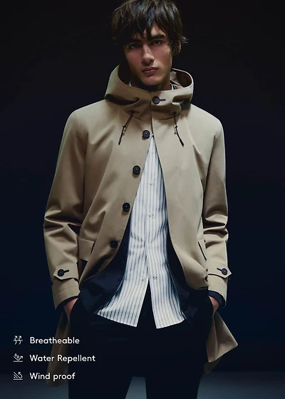 Water-repellent hooded parka