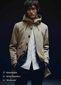 Water-repellent hooded barn jacket