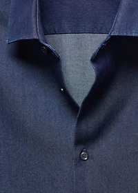 Regular-fit cotton chambray shirt