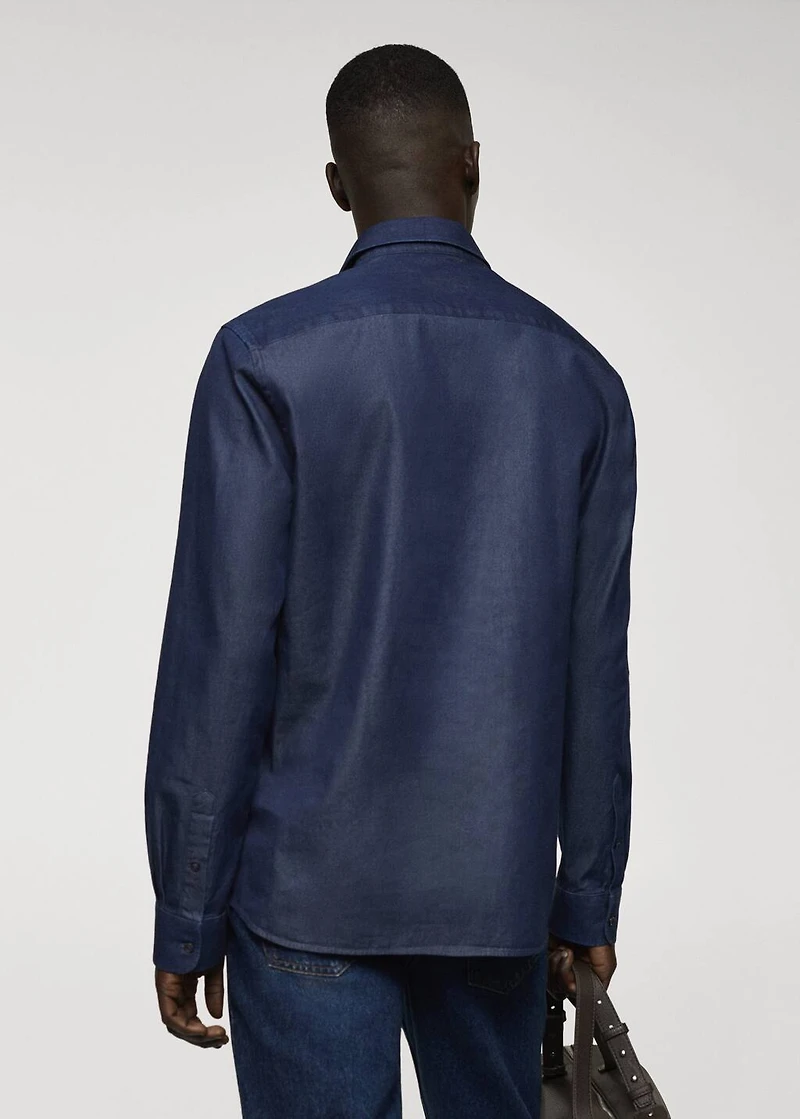 Regular-fit cotton chambray shirt