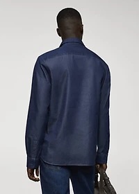 Regular-fit cotton chambray shirt