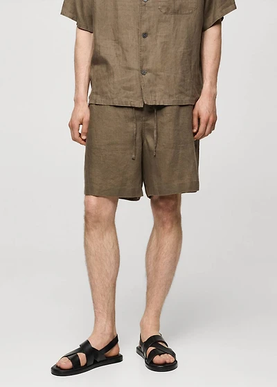 100% linen bermuda shorts with drawstring
